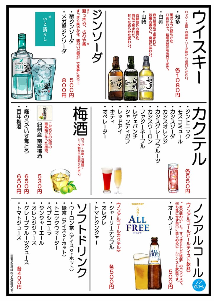 ドリンクメニュー4